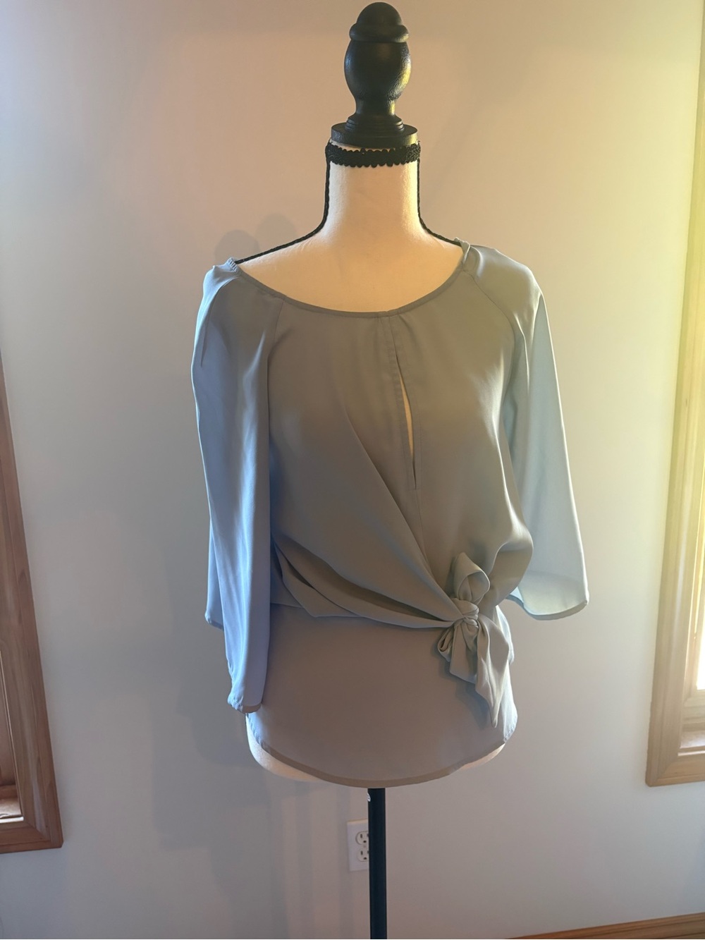 VENUS Pale Gray Tie-Side Blouse